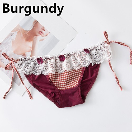 Ladies check panties lace - panties, up