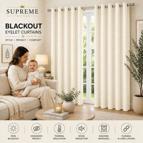 Blackout eyelet plain curtains - blackout,