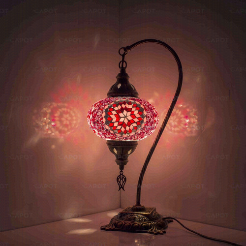 Pink turkish mosaic table - mosaic, lamp