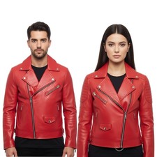 Unisex Red Lambskin Genuine