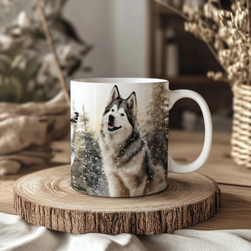 Alaskan malamute winter forest - winter,