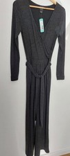 EDITOR'S CUT Rooney Jumpsuit Wrap Jersey Dark Grey Size 8