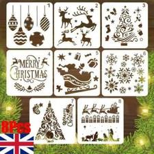 8X Layering Stencils Christmas Embossing Template Painting Scrapbooking Decor UK