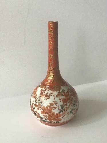 Antique kutani bottle vase - kutani,