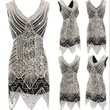 New Evening Party Costume Dresses Vintage 1920s V Neck Flapper Great Gatsby