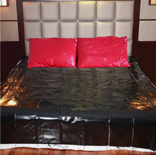 Black King Size PVC Adult Wet Game Bed Sheets Wetlook Waterproof Mattress Cover