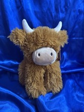 Keel Toys Highland Cow Coo Brown Furry Push Soft  Toy 9 inches