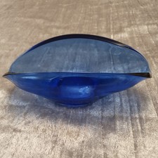 Stunning 60s oval glass vase in Cobalt Blue. Sowerby Glass