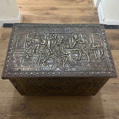 Embossed metal hinged storage - metal,
