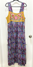 Natural Life Tricia Maxi Dress Dark Purple Daisies XXL Lightweight Boho Hippie