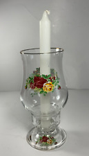 Vintage Royal Albert Old Country Roses Glass Hurricane Lamp 8 in.