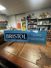 Mid century large Original Bristol Tipped Cigarettes Enamel Advert Sign 153x44cm