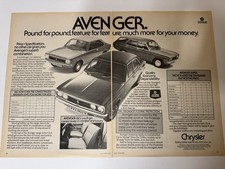 Original Vintage 1976 Chrysler Avenger Magazine Advert Poster Garage Retro a