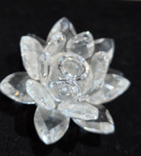Swarovski Crystal Figurine-Small Lotus Flower/Lily Pad 3" Inch Candle Holder
