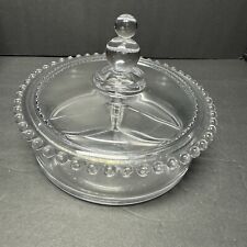 Very Rare Candlewick Divided Dish With Beaded Lid Exquisite LARGE 7 3/4"