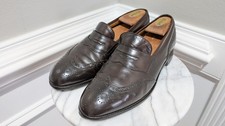 Vintage Edward Green Paul Stuart UK 8.5 E/US 9 D Wing Tip Loafer Brown Leather