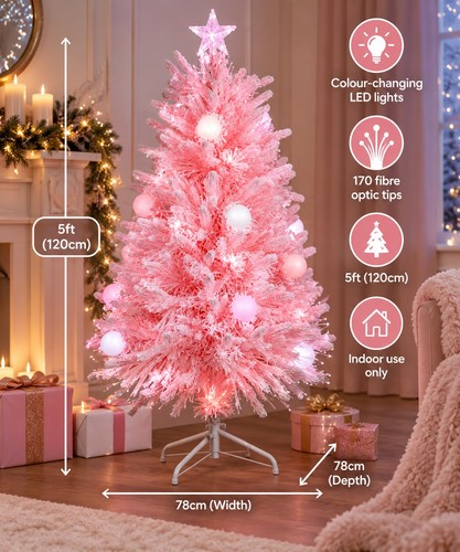 5ft pink fibre optic - 5ft, christmas