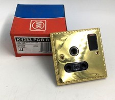 MK GROSVENOR 15A 1G DP ROUND PIN SWITCHED SOCKET POLISHED BRASS  K4383 POB B 
