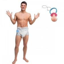 Adult Big Baby Nappy & Pin + Jumbo Dummy Stag Party Funny Novelty Fancy Dress