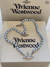 Vivienne Westwood Blue Pearl Saturn Necklace  Blue pearl necklace UK