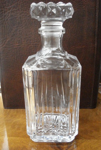Cut glass ridged decanter - glass,