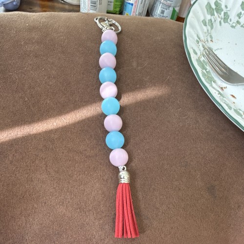 Beaded key chain metal - beaded,