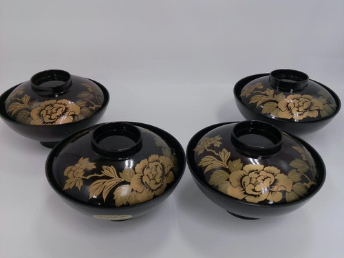 Japanese floral lacquer lidded - japanese,