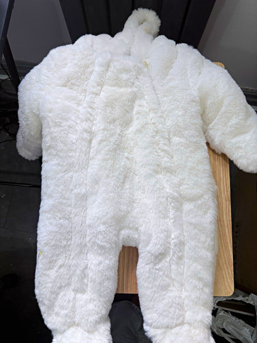 White faux fur - white, hooded