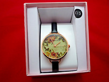 Elizabeth Rose Collection Ladies Designer Quartz Wrist Watch Gemmed Floral Dial
