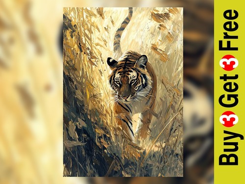 Fierce bengal tiger - tiger, 5"x7"