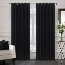 Blackout Curtains Thick Thermal Eyelet Ring Top Lined Ready Made Pair Curtain