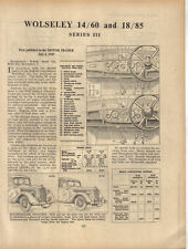 Wolseley 14/60 & 18/85 Series III Motor Trader Service Data No. 132 1947