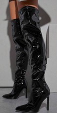 Black patent thigh - black, length