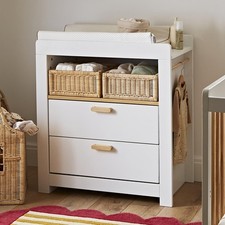 Nola Signature Dresser Changer - Baby Changing Unit - White & Natural
