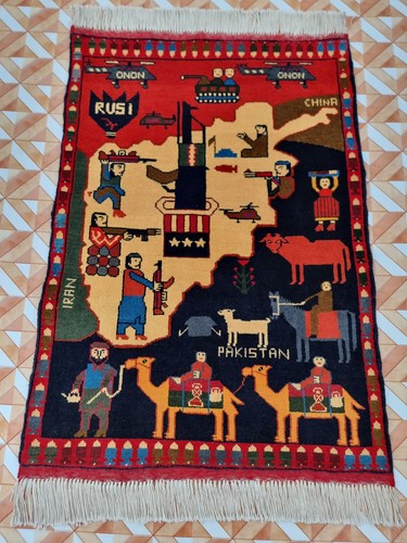 Afghan hand made war rug - war,