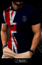 MENS PATRIOTIC UNION JACK  TEE SHIRT  ☆ MENS 2XL ☆ BLACK or NAVY ☆
