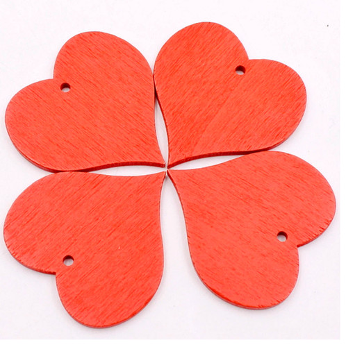 Pack 4cm red heart shapes - red,