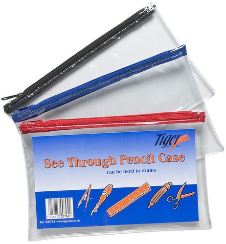 Clear exam pencil case - clear,