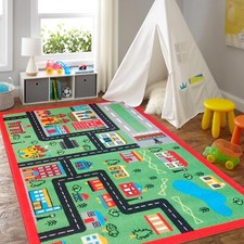 Kids Play Rug Play Town 80 x 120cm Playmat Early Learning Non Slip Colourful