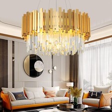 Crystal Ceiling Light Modern Chandelier Crystal Light,Gold,9xE14 Lights