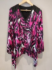 QVC JM Fashion by Julien Macdonald Printed Blouse / Top Pink Leaf Size 16
