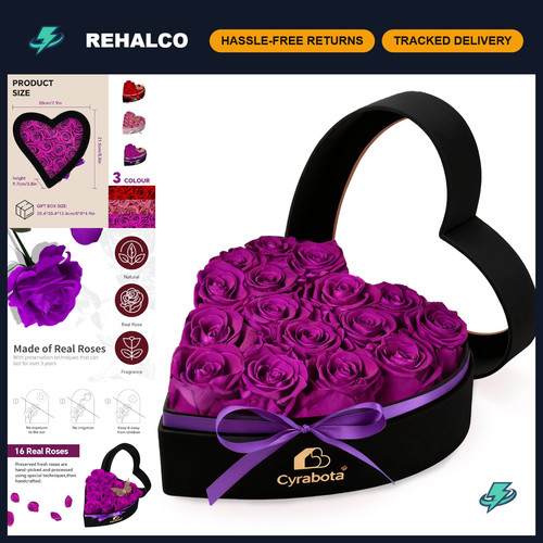 Preserved real roses heart - 16,