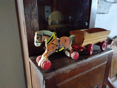 Vintage wooden pull along toy - pull,