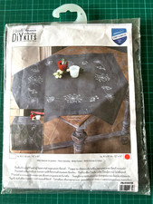 Vervaco Dark Grey with White Flowers Tablecloth Embroidery Kit - 80cm PN-0164728