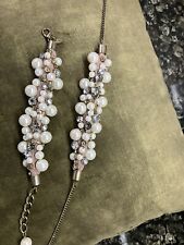 Gorgeous Coast Pearl And Crystal Bracelet And Choker/necklace Set