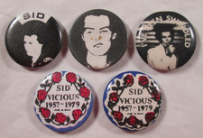 Sex Pistols Sid Vicious 5 X Vintage Early 1980s Pin Button Badges Punk New Wave