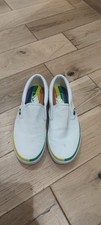 White Canvas Vans Slip Ons
