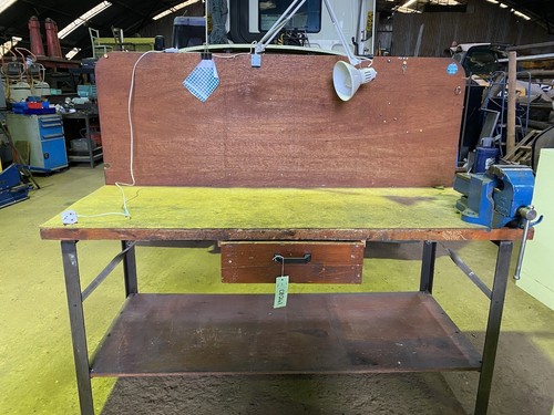 Wooden workbench with record - workbench,