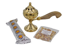 Brass incense burner set - brass,