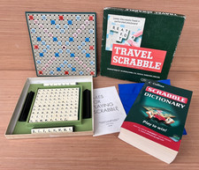 Travel Scrabble Game + spare tiles + Scrabble Dictionary